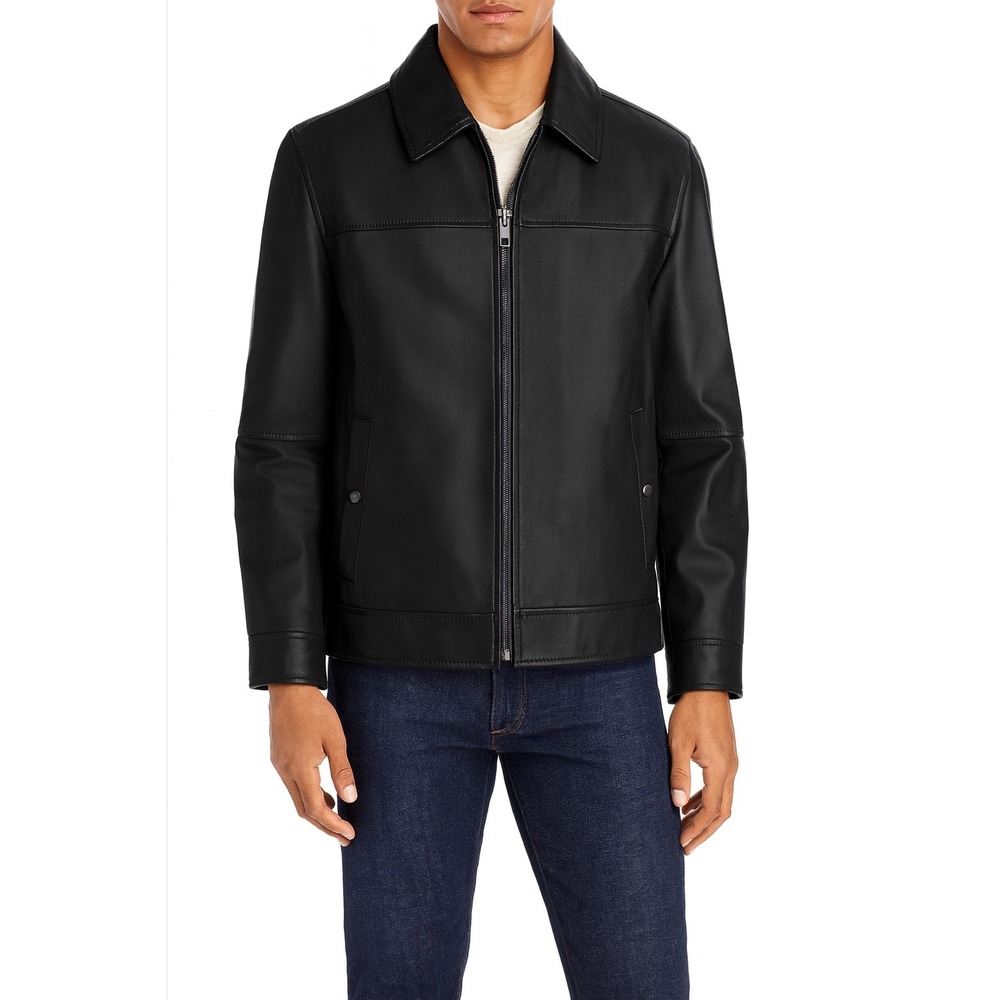 NWT ANDREW MARC Rockaway Leather Jacket Black Sz Large $695‎